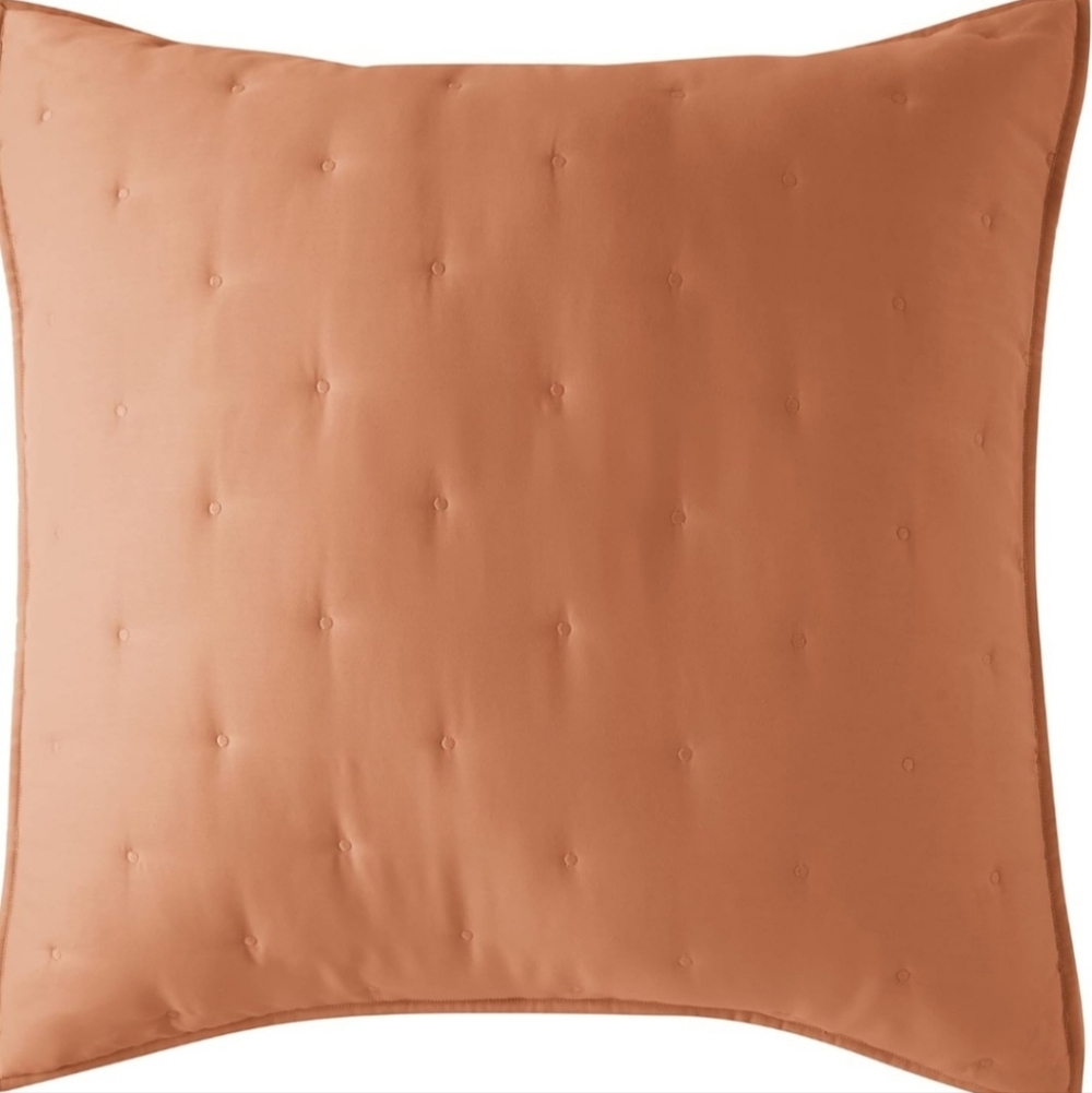SET OF 2 Quilted Pillow Shams In Caramel Large Euro 31.5"x31.5"